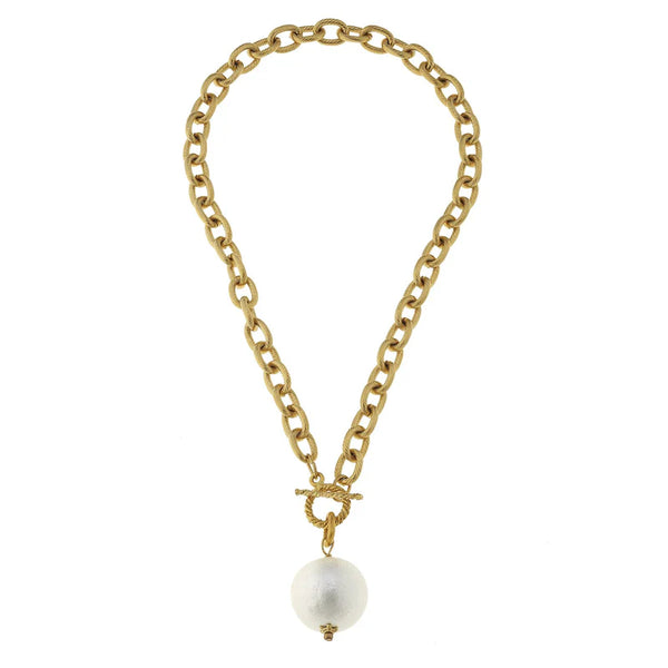 Susan Shaw Cotton Pearl Toggle Necklace