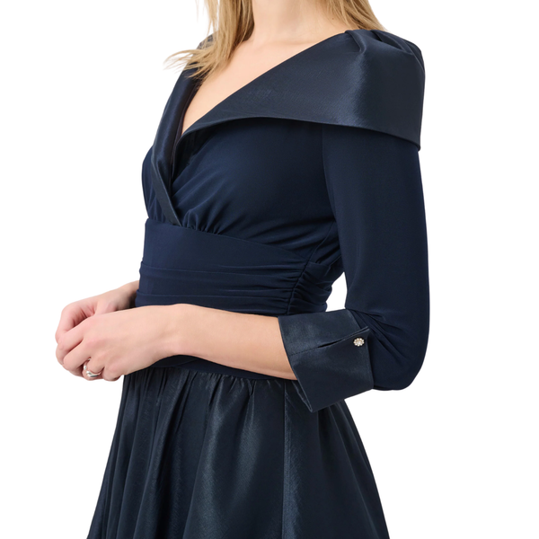Joseph Ribkoff V-Neck Lapel Fit & Flare Dress