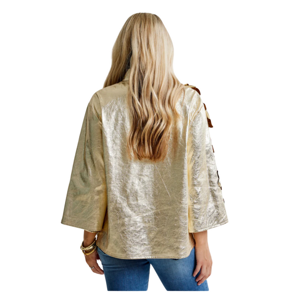 Caryn Lawn Audrey Top Leather Champagne