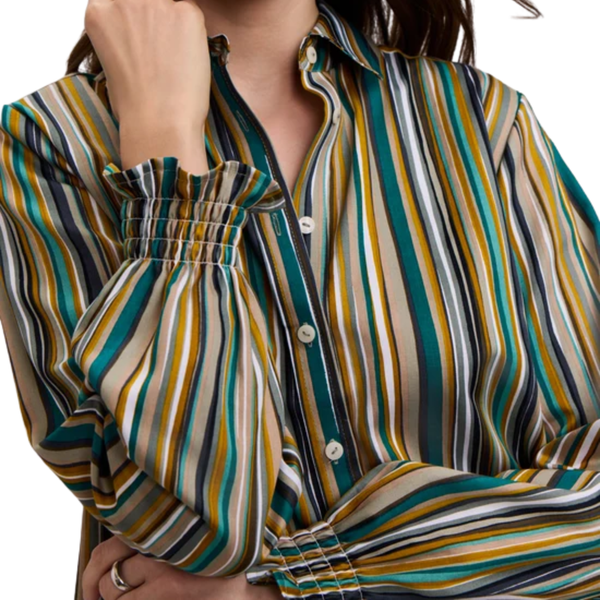 Foxcroft Vivienne Watercolor Stripe Top