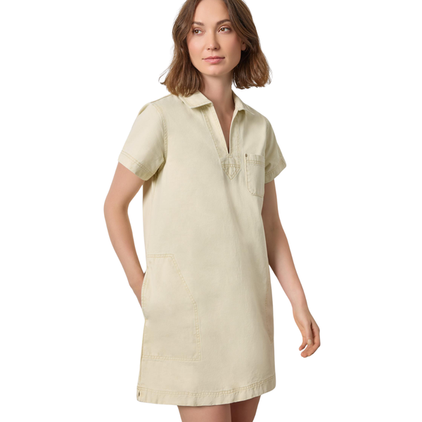 Lilla P Twill Neck Split Collared Dress