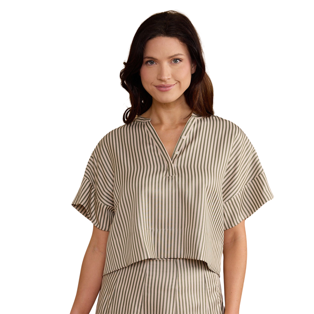 Thomas & Lourdes London Top Olive Stripe