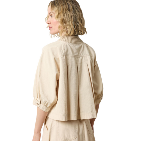 Lilla P Knit Collar Twill Top