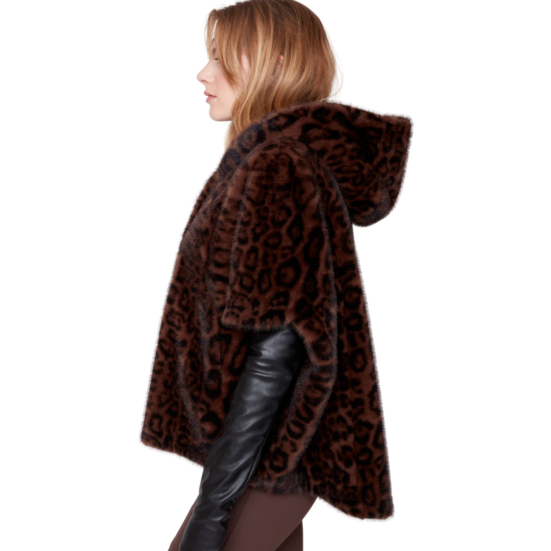 Renuar Leopard Fur Hooded Cape