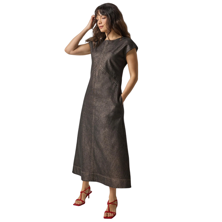 Lilla P Metallic Seamed Maxi Dress