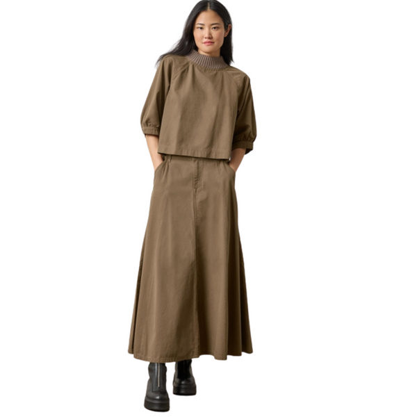 Lilla P Knit Collar Twill Top