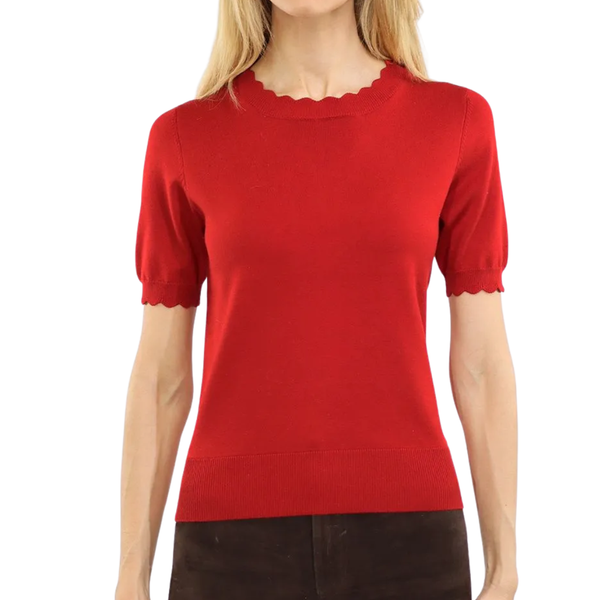 Metric Short Sleeve Scallop Sweater