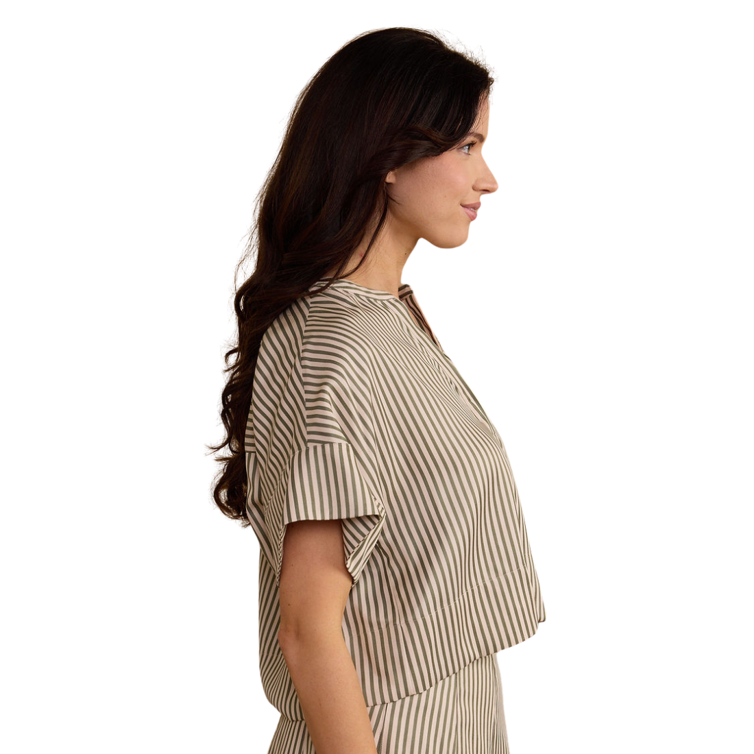 Thomas & Lourdes London Top Olive Stripe
