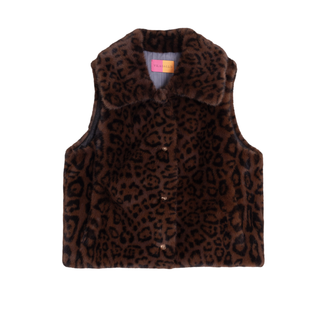 Vilagallo Leopard Fur Vest