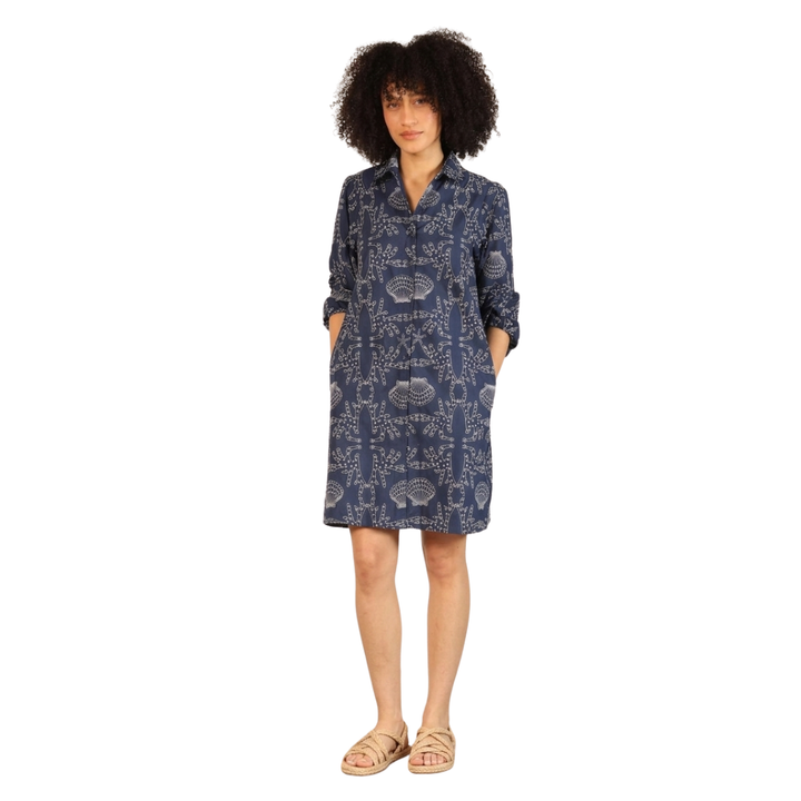 Maude Vivante Alba Dress Navy Embroidered