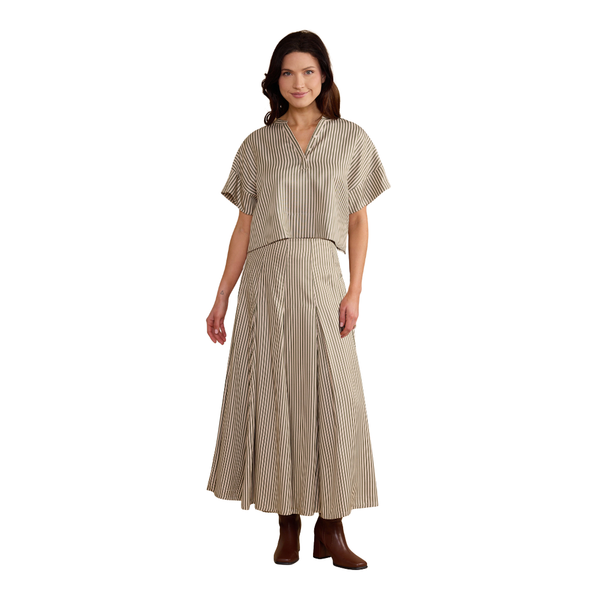 Thomas & Lourdes Hailey Skirt Olive Stripe