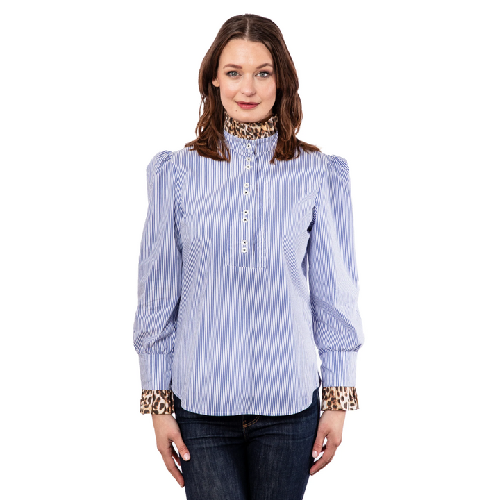 Dizzy Lizzie Cheetah Stripe Ruffle Puff Top