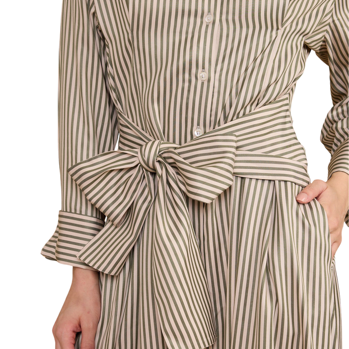 Thomas & Lourdes Miles Dress Olive Stripe