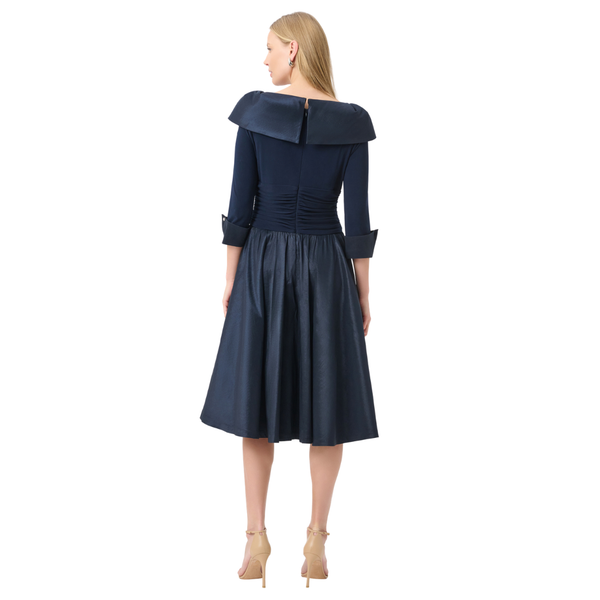 Joseph Ribkoff V-Neck Lapel Fit & Flare Dress