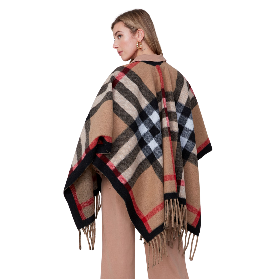 Renuar Plaid Poncho