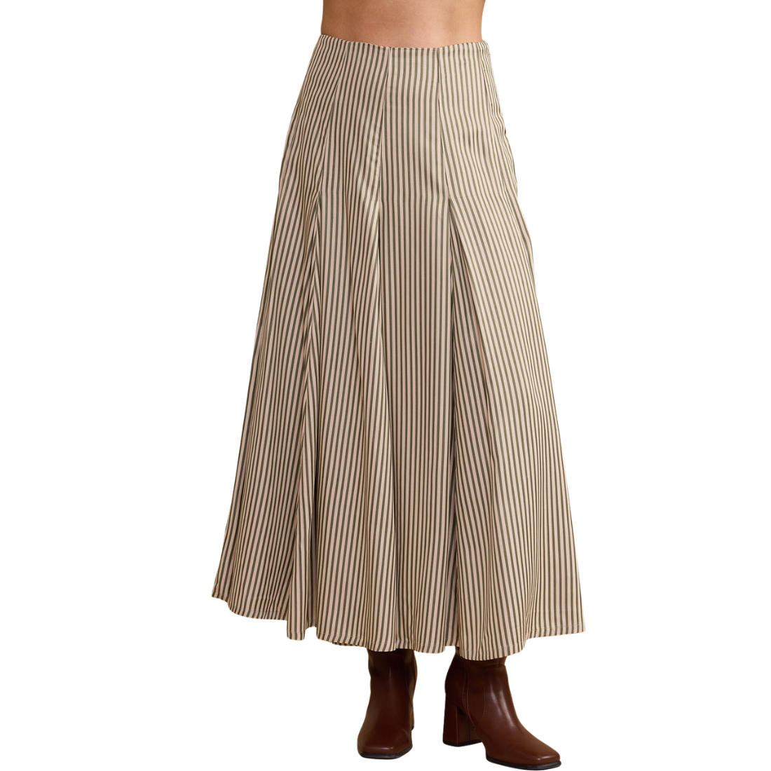 Thomas & Lourdes Hailey Skirt Olive Stripe