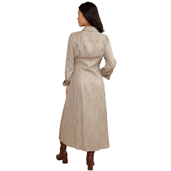 Thomas & Lourdes Miles Dress Olive Stripe