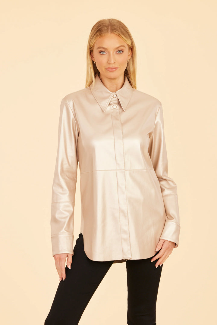 Dolce Cabo Metallic Faux Leather Button Up