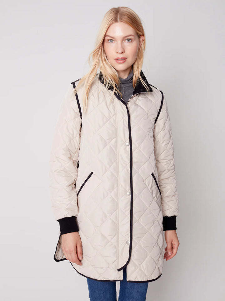 Charlie B Quilted Jacket Almond