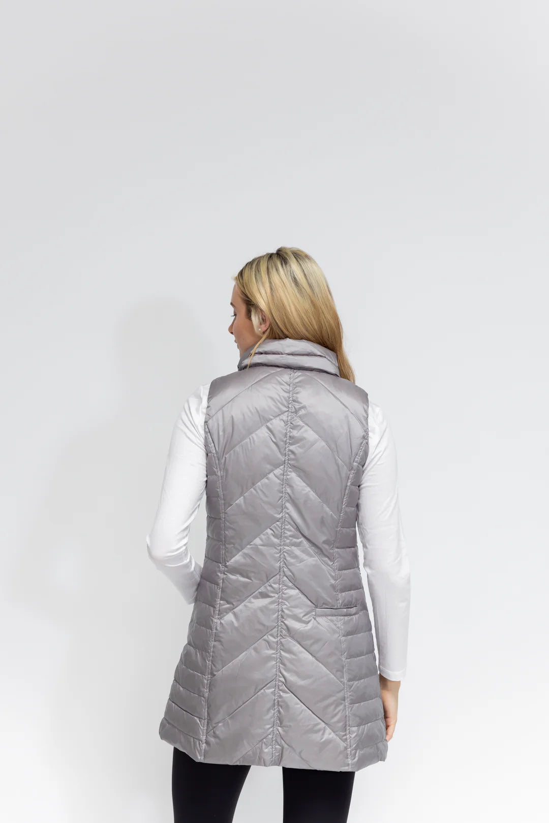 Anorak Metallic Chevron Quilted Vest