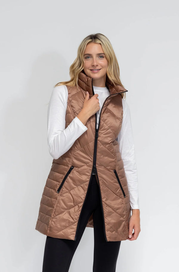 Anorak Metallic Chevron Quilted Vest