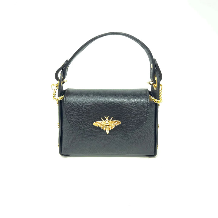 Bee Clasp Leather Handbag