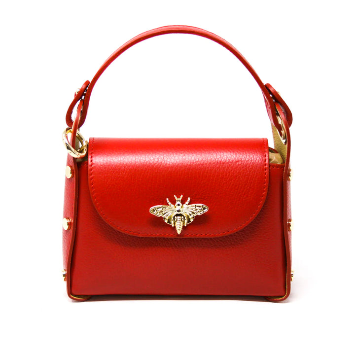 Bee Clasp Leather Handbag