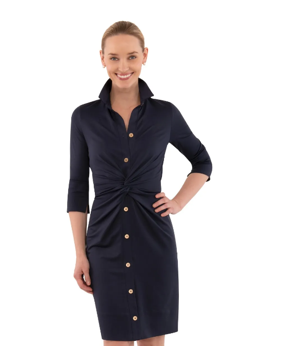 Gretchen Scott Twist & Shout Dress Navy