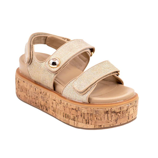 Lucille Woven Platform Sandal Gold Woven