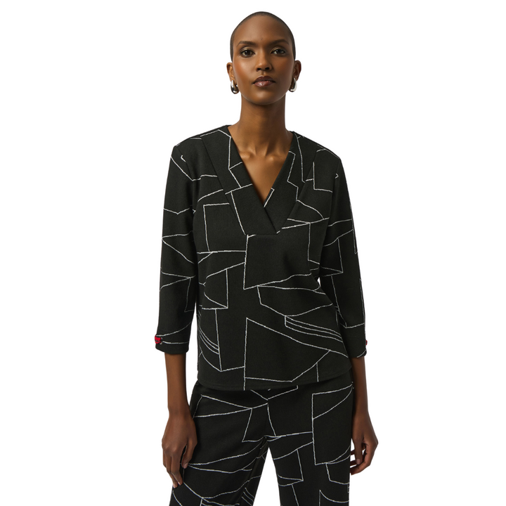 Joseph Ribkoff Jacquard Knit Abstract Print Top