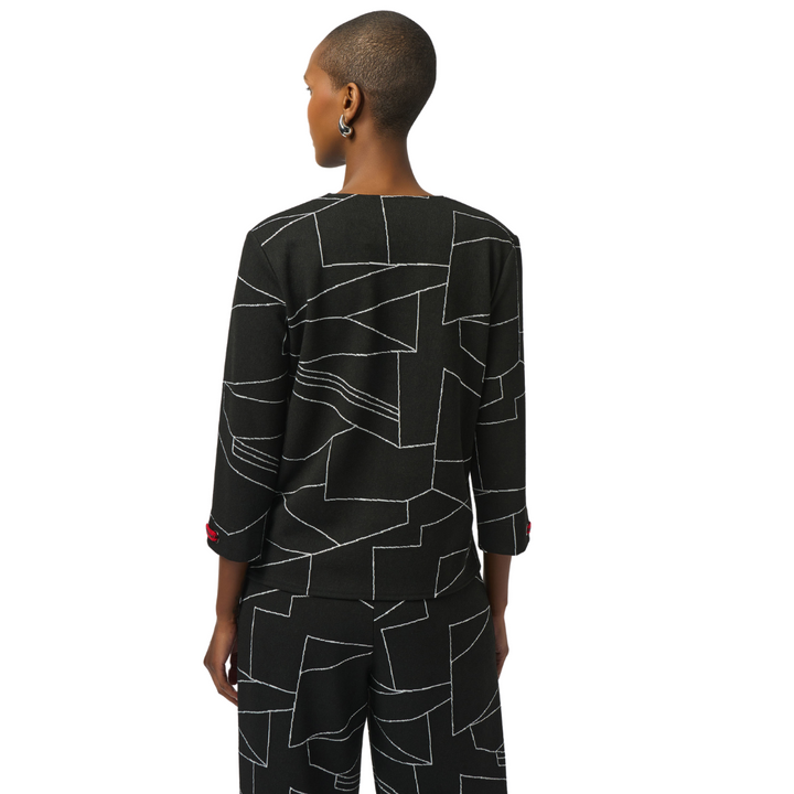 Joseph Ribkoff Jacquard Knit Abstract Print Top