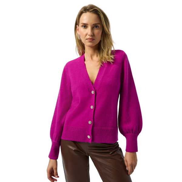 Joseph Ribkoff Sweater Knit Cardigan with Puff Sleeves