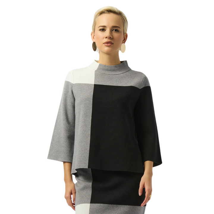 Joseph Ribkoff Jacquard Sweater Color Block Pullover