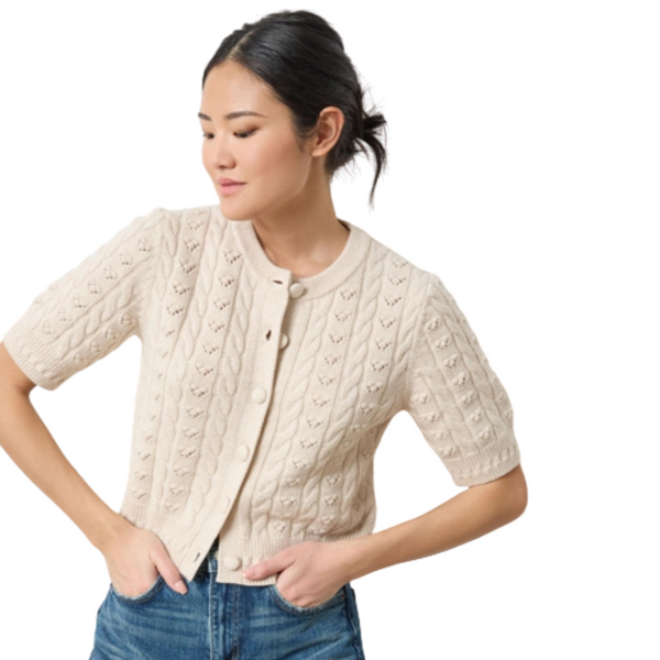 Lilla P Short Sleeve Cardigan Sweater