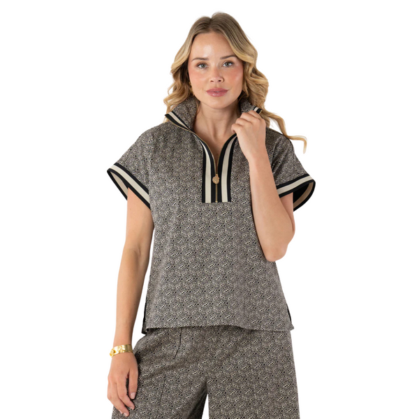 Emily McCarthy Poppy Pullover Black Tonal Monogram