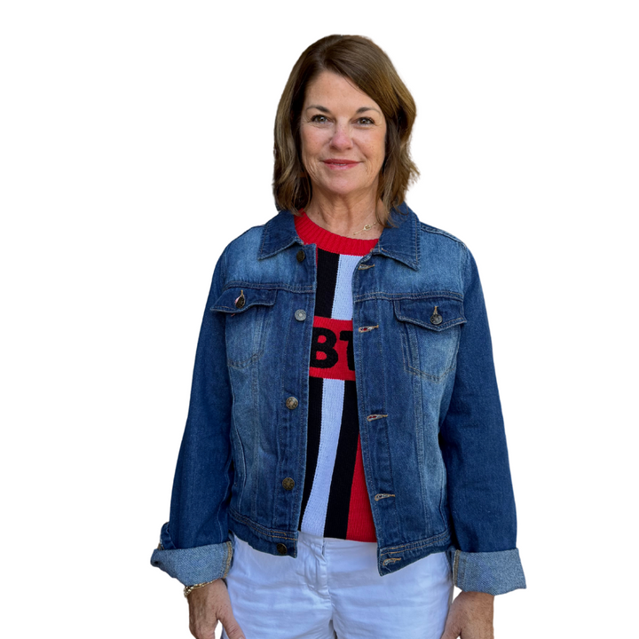 Beaded Bulldog Denim Jacket