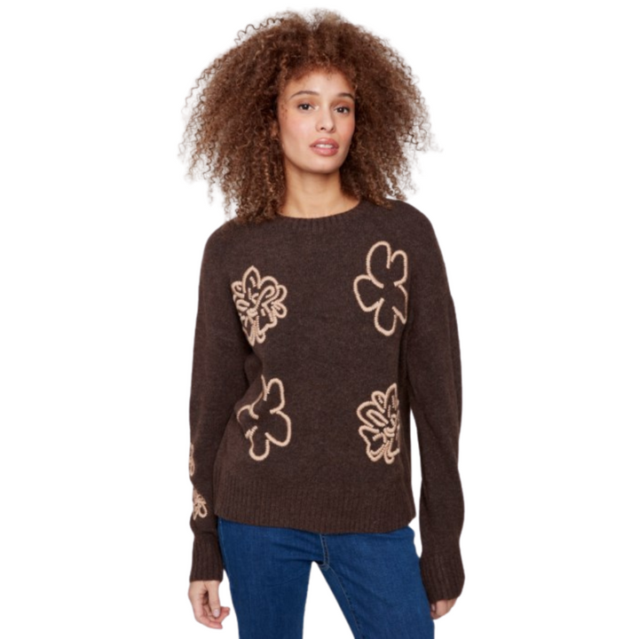 Charlie B Embroidered Crew Neck Sweater