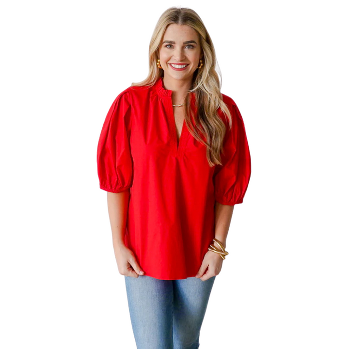 Caryn Lawn Anna Top Scarlet