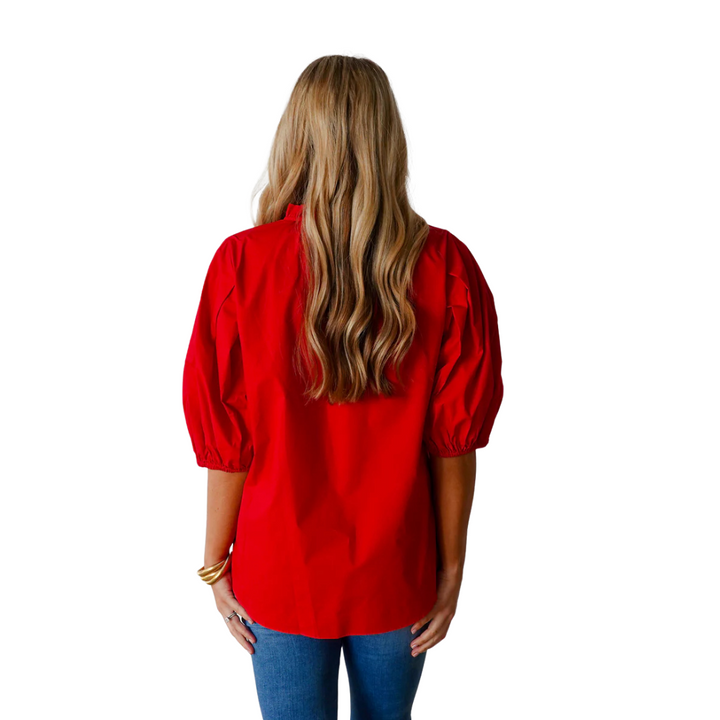 Caryn Lawn Anna Top Scarlet