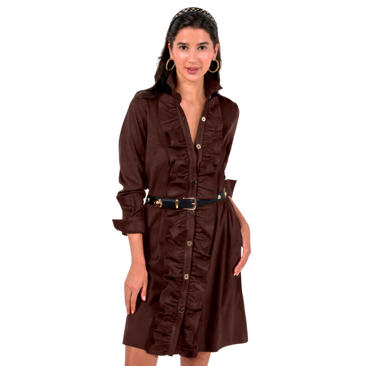 Gretchen Scott Ruffle Rumble Dress Espresso
