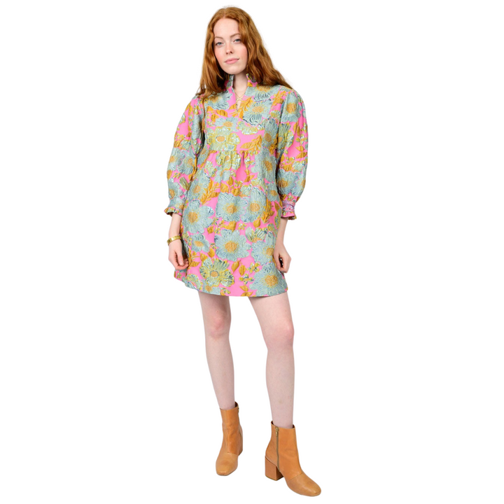 Uncle Frank Brocade Ruffled Trim Dress