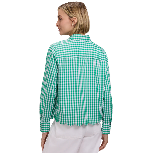 Foxcroft Scarlett Gingham Scalloped Top