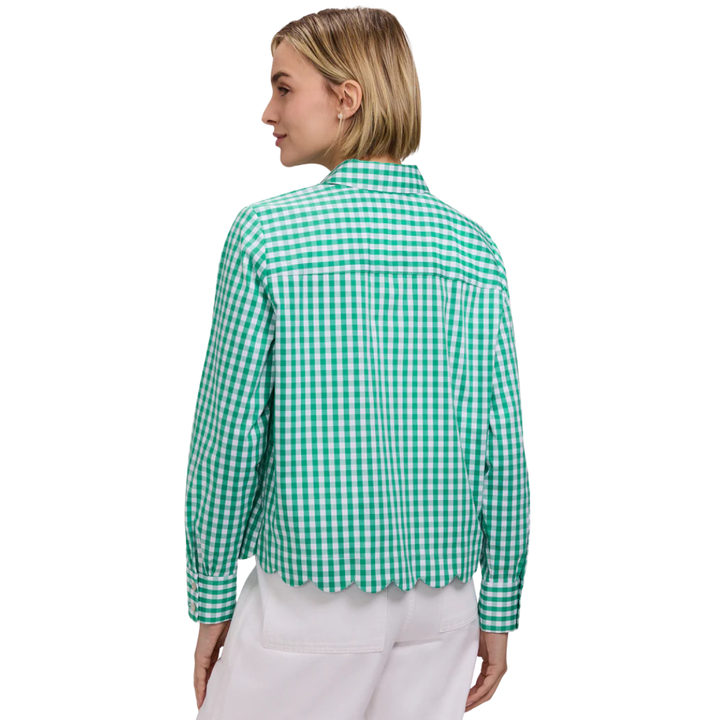 Foxcroft Scarlett Gingham Scalloped Top