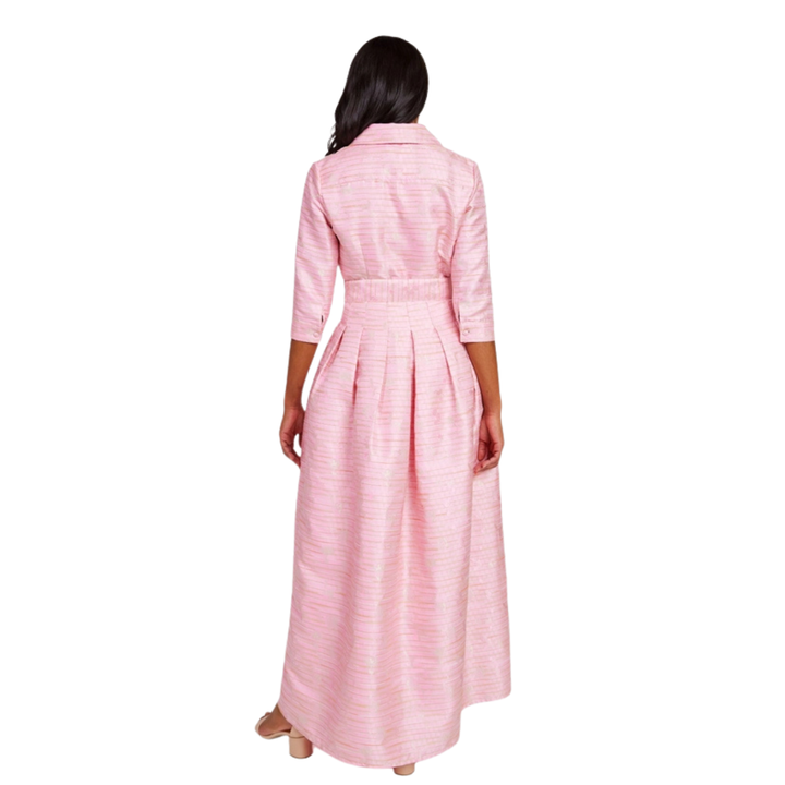 Abbey Glass Cecilia Gown Pink Textured Dupioni