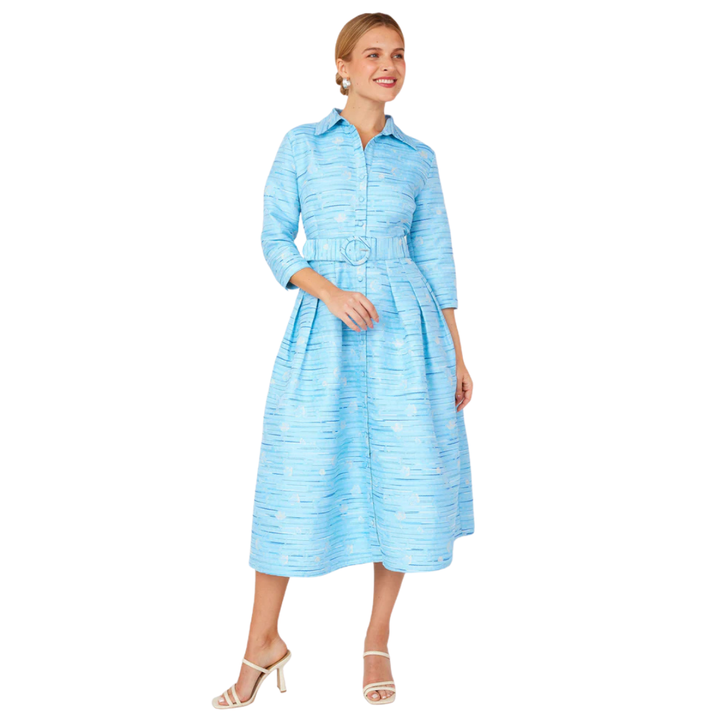 Abbey Glass Cecilia Midi Dress Dupioni Blue