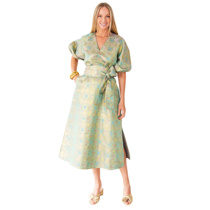 Caryn Lawn Coco Dress Jacquard Lime