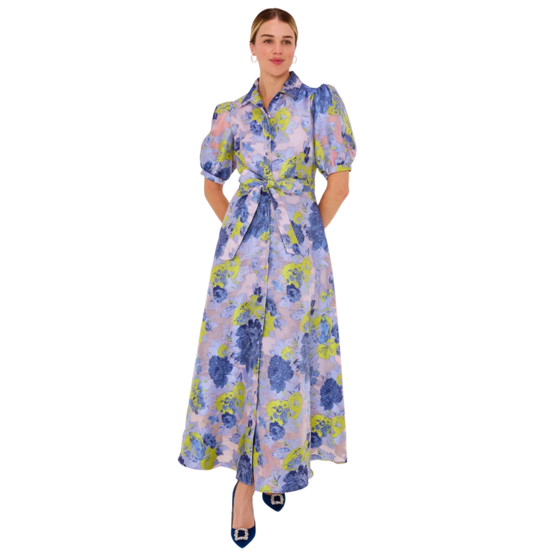 Abbey Glass Charlotte Gown Indigo Lime