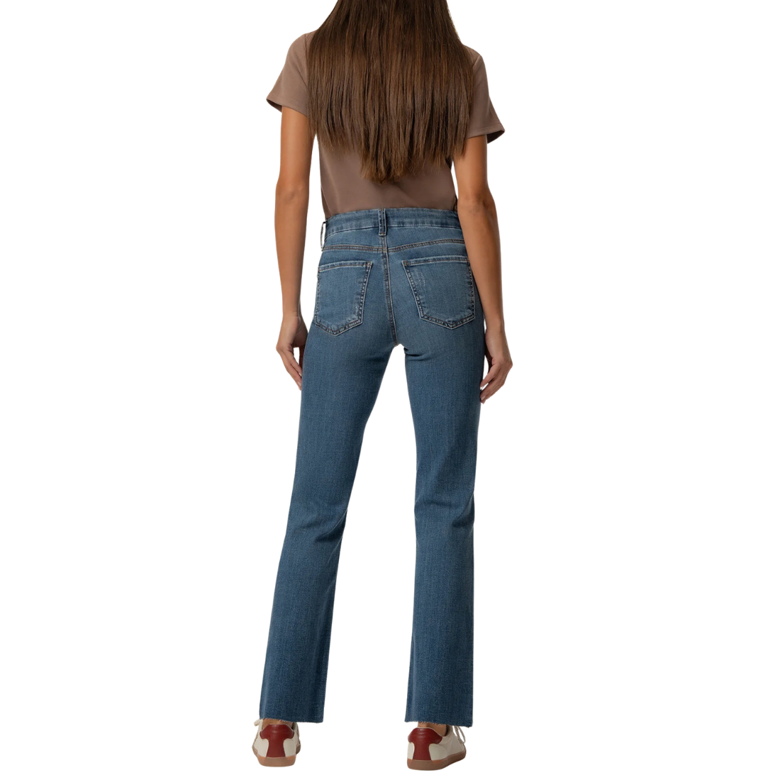KUT Kelsey High Rise Ankle Flare Raw Hem