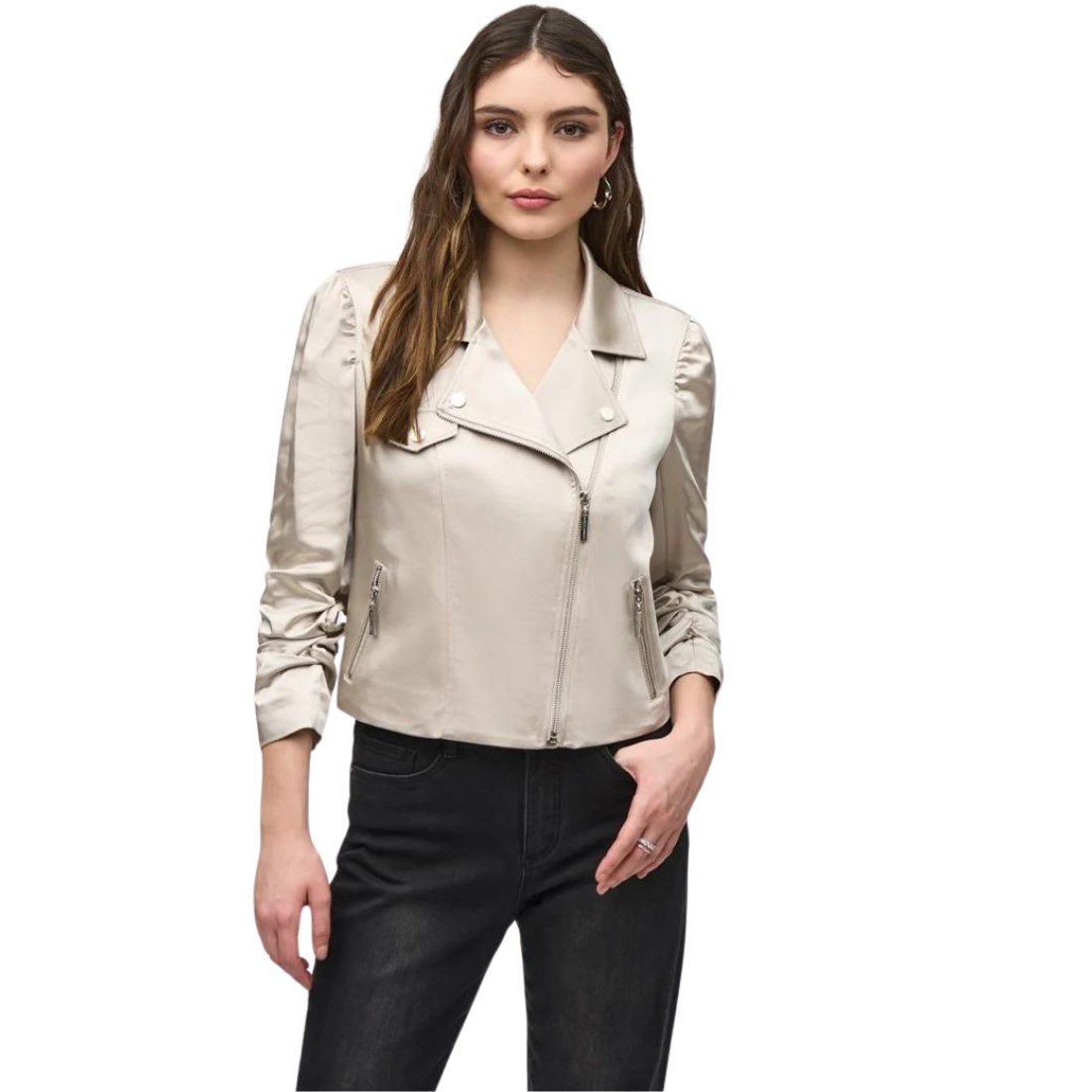 Joseph Ribkoff Satin Moto Jacket