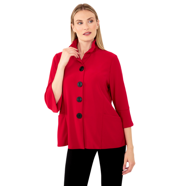 Joseph Ribkoff Shirred Collar Jacket Red